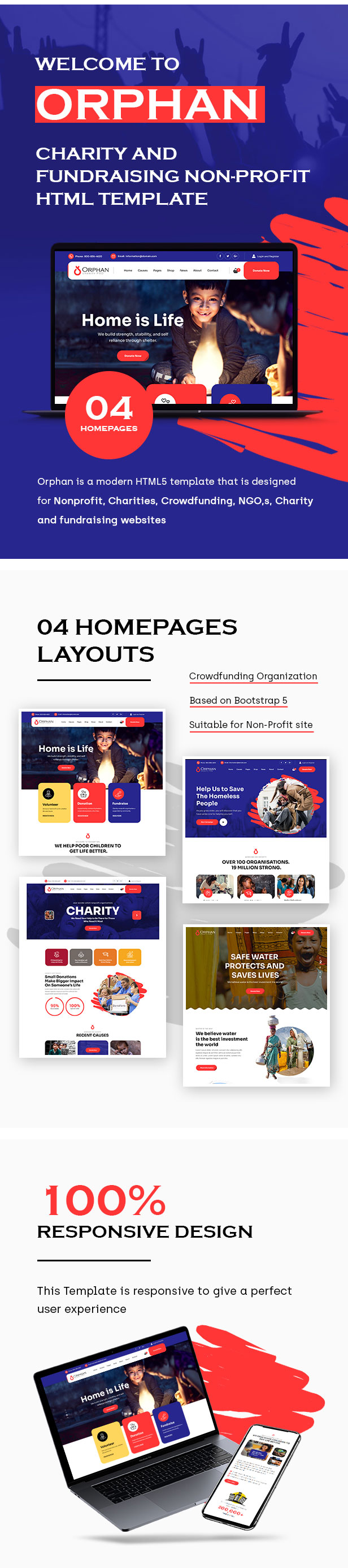 Orphan - Charity and Fundraising Non-Profit HTML Template - 1